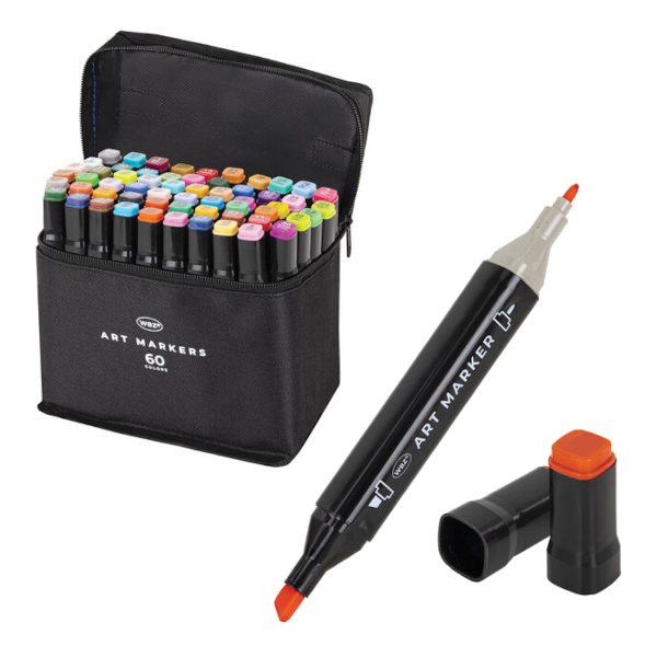 Набор маркеров WBZ 60цв., двустор., пулев./скош.,текстил.чехол 152574