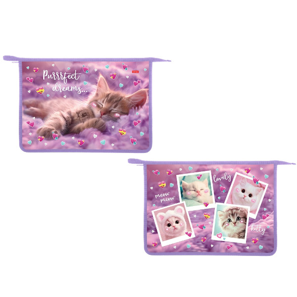 Папка для тетрадей А4 1отд., пластик, молния "Мяу-стори" AMc_03036 Hatber