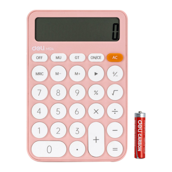 Калькулятор Deli EM124PINK (розовый) настольный 12р