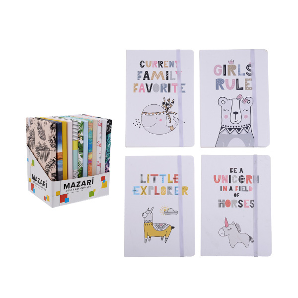 Блокнот А5 96л "Cool" линейка, сшивка, тв.обл., линейка, картон, ассорти, резинка M-3654 MAZARI