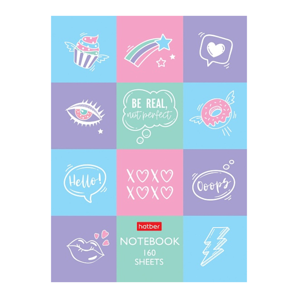 Блокнот А6 160л "Нежность вокруг" клетка, сшивка, интегр.обл., картон, рис 160ББL6В1_27774 Hatber