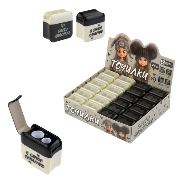 Точилка Феникс+ "Суперкот" 1 отв., пластиковая, ассорти 73144