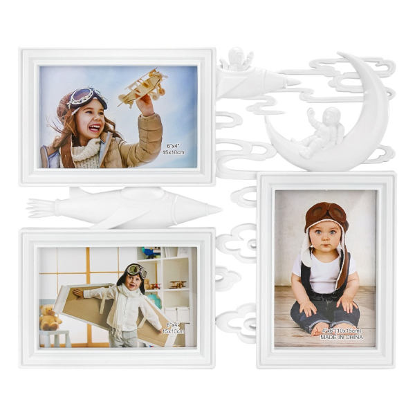 Фоторамка коллаж 3 фото, 33,5*28,5см, пластик, белый "Юный мечтатель" ФР-9148 Миленд.