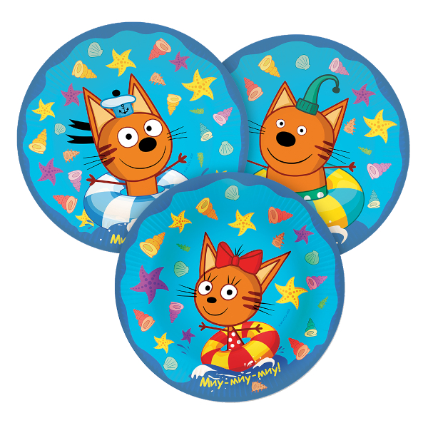 Тарелка бумажная "Три Кота. Морские приключения" 18см (1уп*6шт) 6014973 Дон Баллон