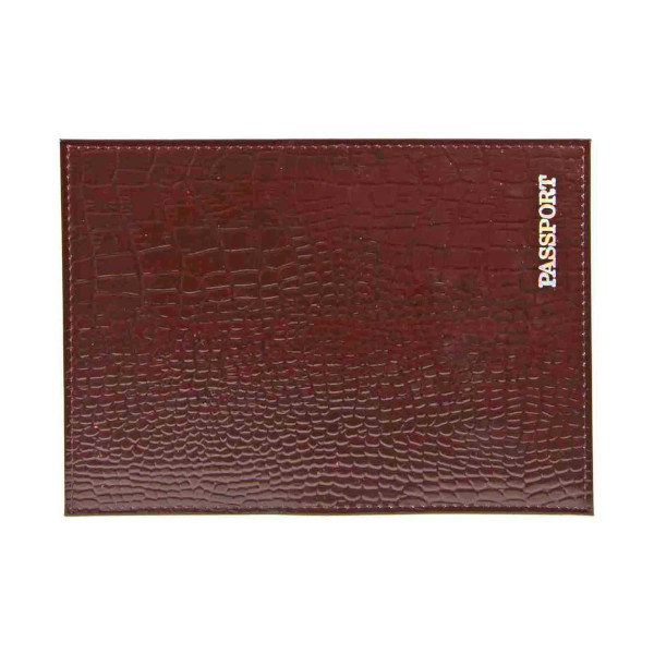Обложка д/паспорта "PASSPORT" нат.кожа, тиснение серебро, коричневый 1,01гр-КРОКОДИЛ-220 Imige