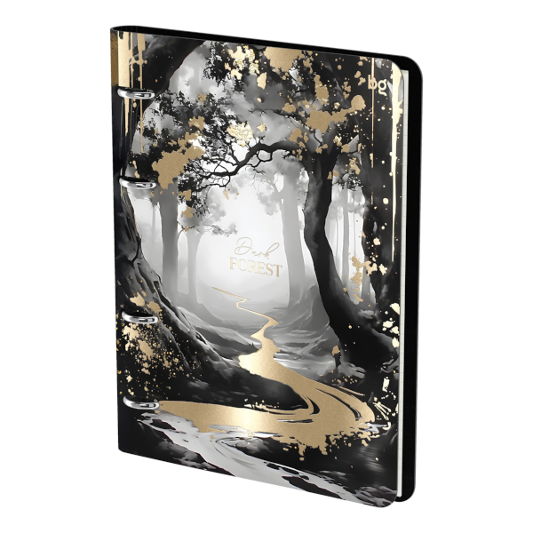 Тетрадь 120л А5 клетка на кольцах "Dark forest" иск.кожа, рисунок N5r120 59507 BG