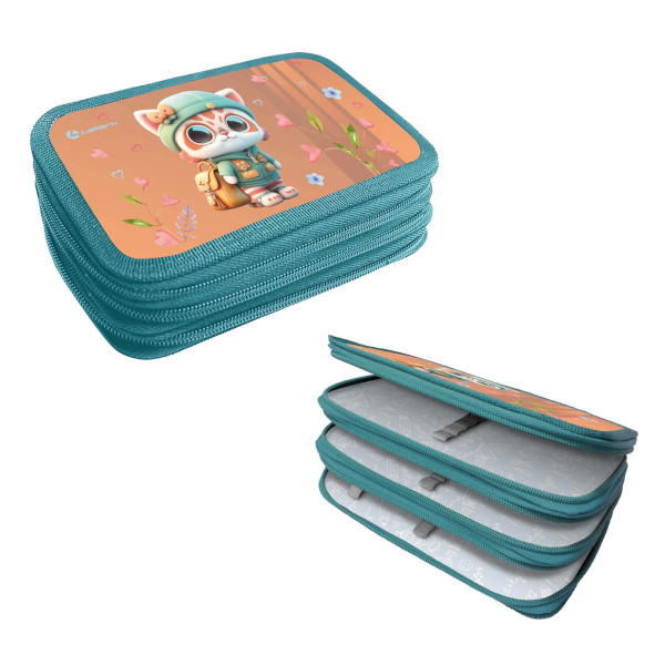 Пенал Lamark "Мой милый котик" 3 отд., без напол., 20,5*12,5*5,5см, на молнии PB0063-12