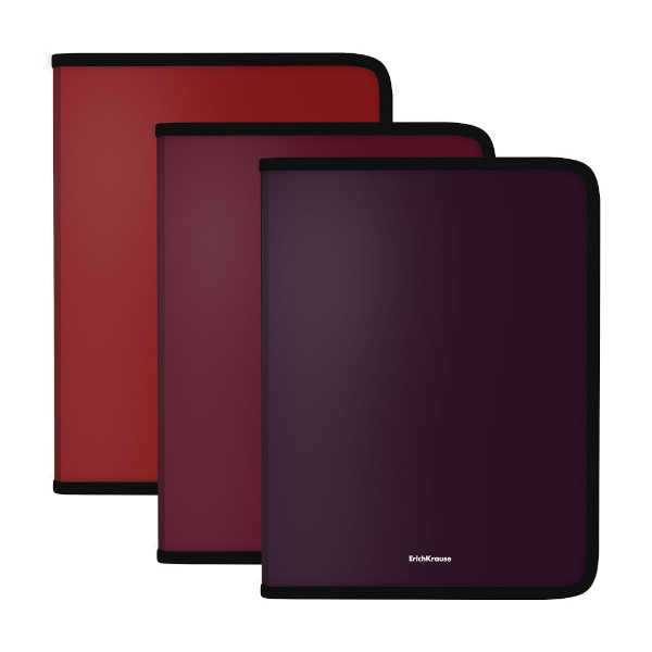 Папка для тетрадей А4+ 1отд., пластик, молния "Matt Blackberry Marsala" ассорти 55024 Erich krause
