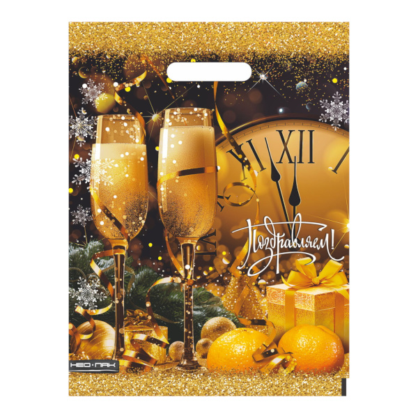 Пакет полиэтиленовый 40*30см "Фужеры" 60мкм, вырубная ручка НФ-00006728 Миленд