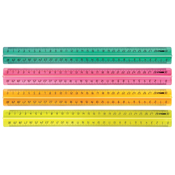 Линейка 30см, пластик, тонир. ассорти, держатель ЛН42 СТАММ