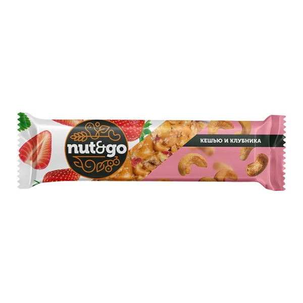 Батончик "Nut&Go. Кешью и клубника" 36гр КВК461 КДВ