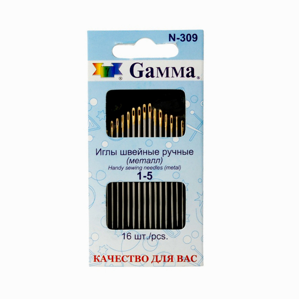 Иглы для шитья ручные "Gamma" №1-5 16шт. в конверте N-309 