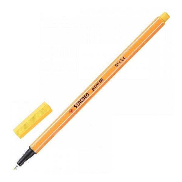 Ручка капиллярная Stabilo "Point 88" лимонно-желтая, 0,4мм 88/24