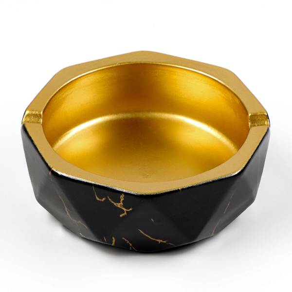 Пепельница "Мрамор" керамика, 11,5*4,5см, черный золото 10086167