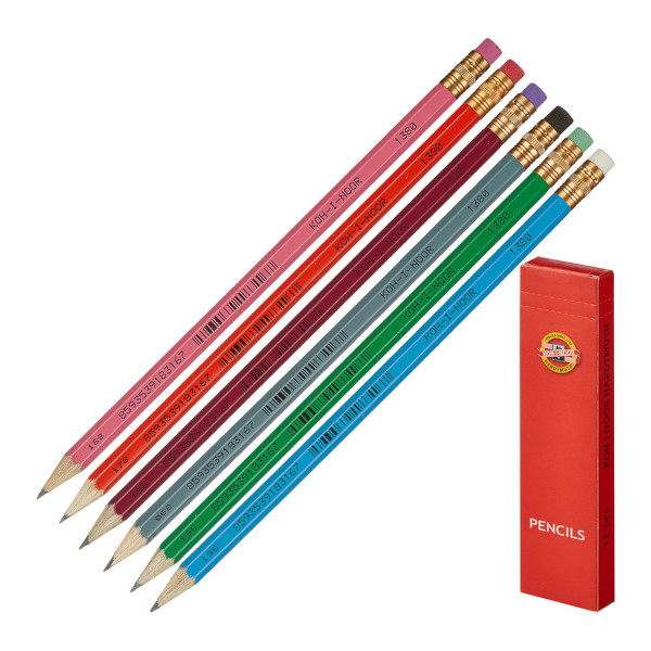 Карандаш ч/гр HB, дерево, 6-гран., ластик, ассорти "Аstra" 1380 Koh-i-Noor