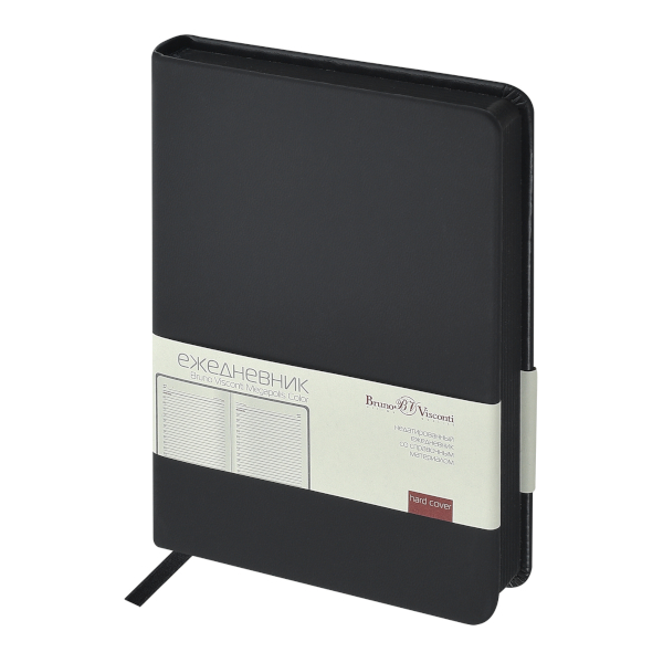 Ежедневник А6 не дат Bruno Visconti "Megapolis Color" тв.обл., иск. кожа, черный 3-811/04