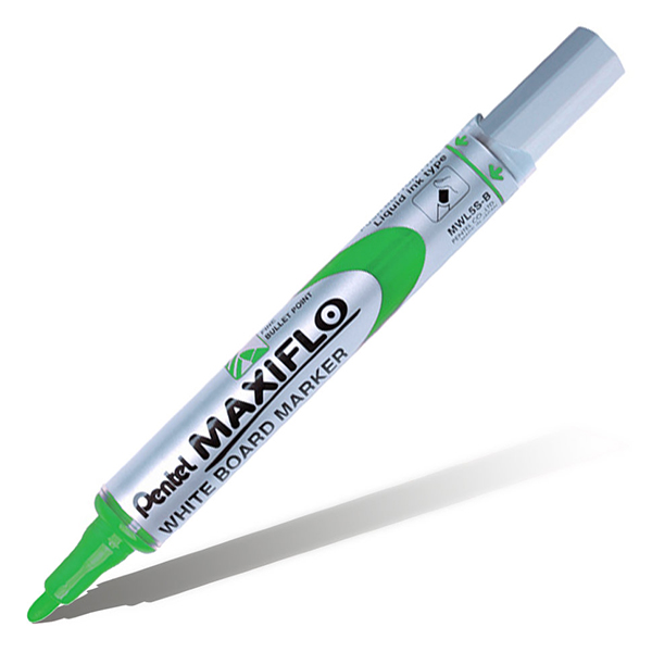 Маркер для доски 4мм, пулевид., зелёный, пластик. корп. "Maxiflo" MWL5S-D Pentel