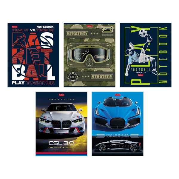 Тетрадь 48л А5 клетка "В движении" картон, ассорти 48Т5лолВ1 Hatber