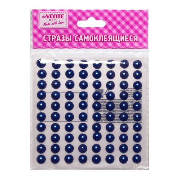 Стразы для декора самокл. "Жемчуг" акрил, 8мм, 80шт, синий 8002206 deVENTE