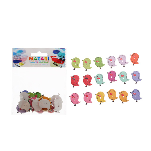 Декоративные пуговицы "Chick" дерево, ассорти M-10027 MAZARI ТМ