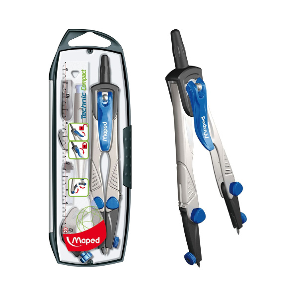 Готовальня Maped "Technic Compact" 5 предм., метал. циркуль 150мм, пластик. футляр 538705