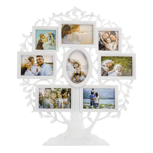Фоторамка коллаж 8 фото, 62,4*52см, пластик, белый "Древо жизни" ФР-7222 Миленд.