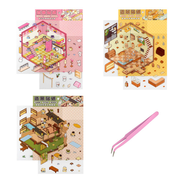 Наклейки-румбокс "Микс-Дизайн 2" 125*150мм, поле-3л, наклейки-6л, пинцет 71505 Феникс+