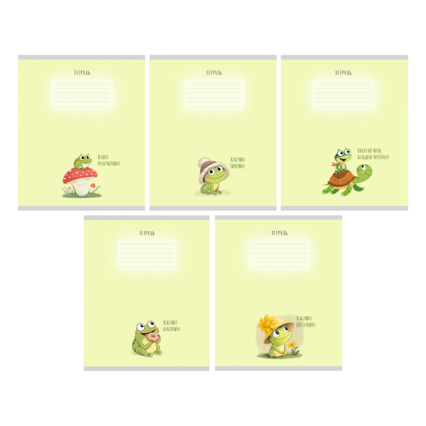 Тетрадь 12л А5 клетка "Жабушки" картон, ассорти ТКЛ129592 Listoff