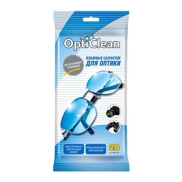 Салфетки влажные OPTICLEAN для оптики, 20шт/уп 744296