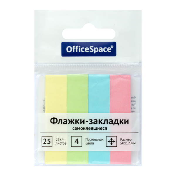 Набор самокл. закладок OfficeSpace 12*50мм бумага (4 цв. по 25л) SN25_21801