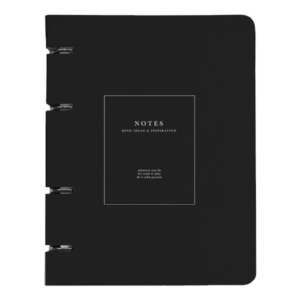 Тетрадь 120л А5+ клетка на кольцах "Notes. Черный" картон N5447 Be Smart