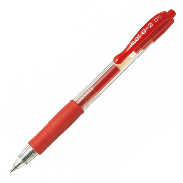 Ручка гелевая автомат. 0,5мм, красный, грип, прозрач. корп. "G2" BL-G2- 5 (R) Pilot