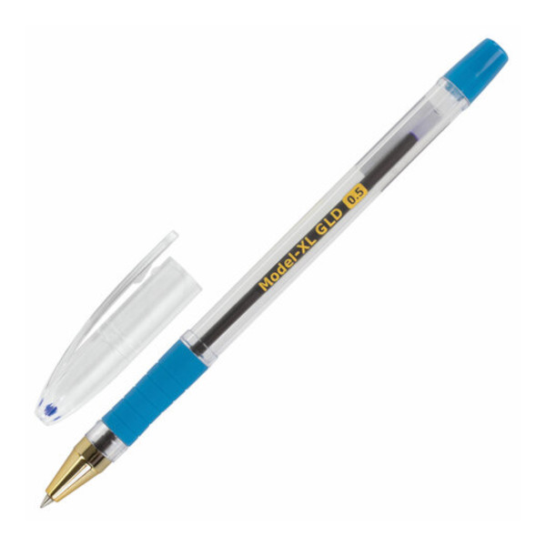 Ручка шар. масл. осн. 0,5мм, синий, игольч., прозрач. корп. "Model-XL GLD" 143245 Brauberg