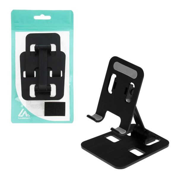 Подставка для телефона Luazon 7*5*3см, пластик, черный, складная, регул. 9940654