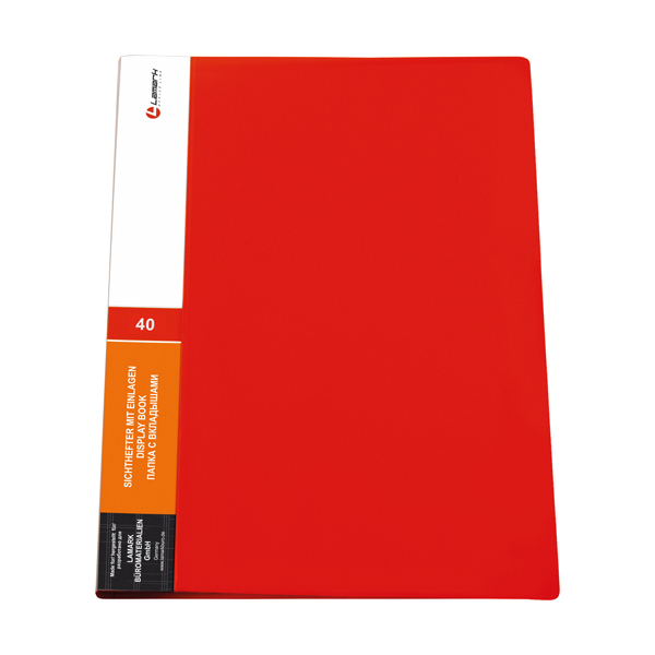 Папка 40 файлов А4, 20мм, 600мкм, карман корешок, красная DB0135-RD Lamark
