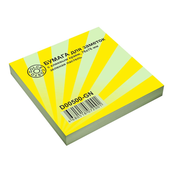 Липкий блок Dolce Costo "Эконом" 76*76мм, 100л, пастель зеленый D00500-GN