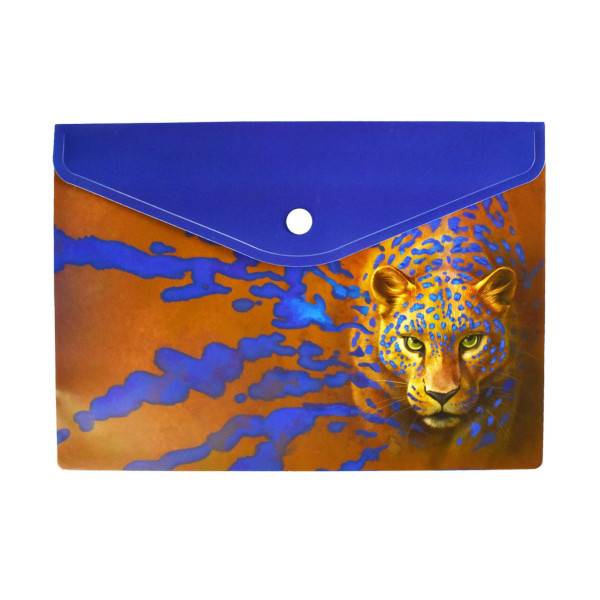 Папка-конверт на кнопке А5, 1отд., 180мкм, рисунок "Гепард" 53194 Феникс+