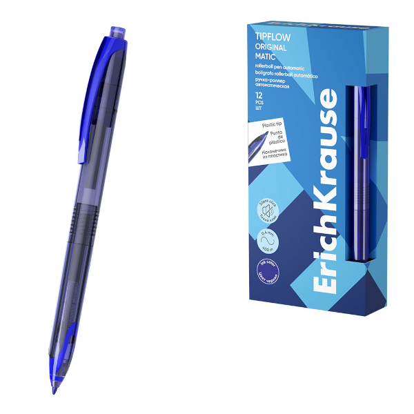 Роллер автомат. 0,5мм, синий, корп. тонир. синий "TipFlow Matic Original" 63700 Erich Krause