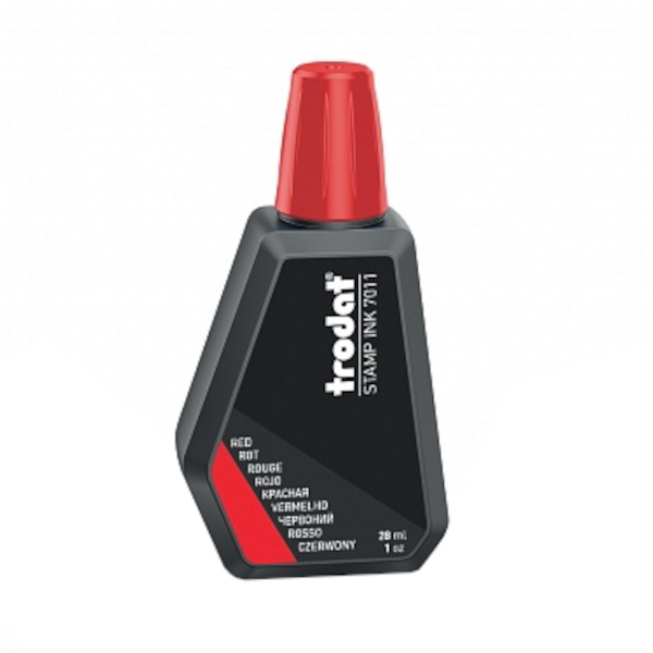 Штемпельная краска 28мл красная, водн. осн., бумага 7011 Trodat