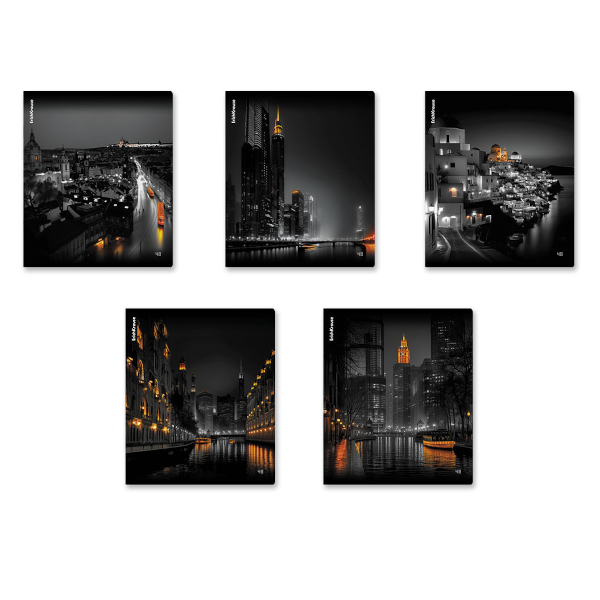 Тетрадь 48л А5+ клетка "Urban Lights" картон, ассорти 63310 Erich Krause