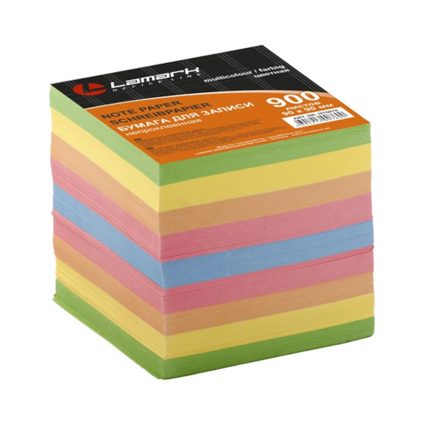 Блок для записей Lamark 90*90мм, 900л, цветной, 80г/м2 NT0076