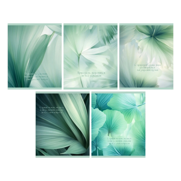 Тетрадь 48л А5 клетка "Шепот листьев" картон, ассорти ТК489649 Listoff