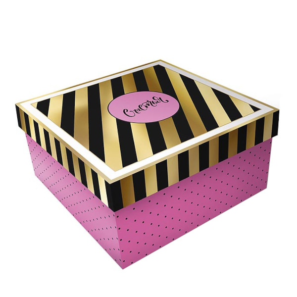 Коробка подарочная складная "Счастья" 20*9,8*20см, чёрно-розовая 0710.067 Арт Дизайн