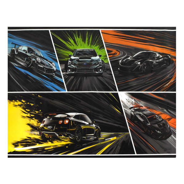 Пленка для уроков труда 50*70см "Неоновые тачки" 69117 Феникс+