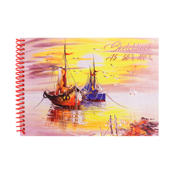 Скетчбук для графики и письма А5 50л, 100г/м2, спираль "Корабли" С50-3340 Миленд