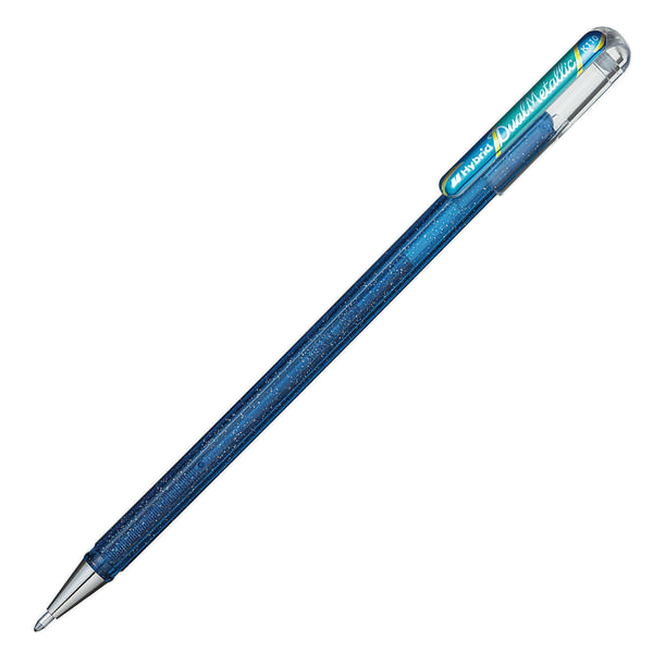 Ручка гелевая 1мм, синий/зеленый, синий корп. "Hybrid Dual Metallic" K110-DCX Pentel