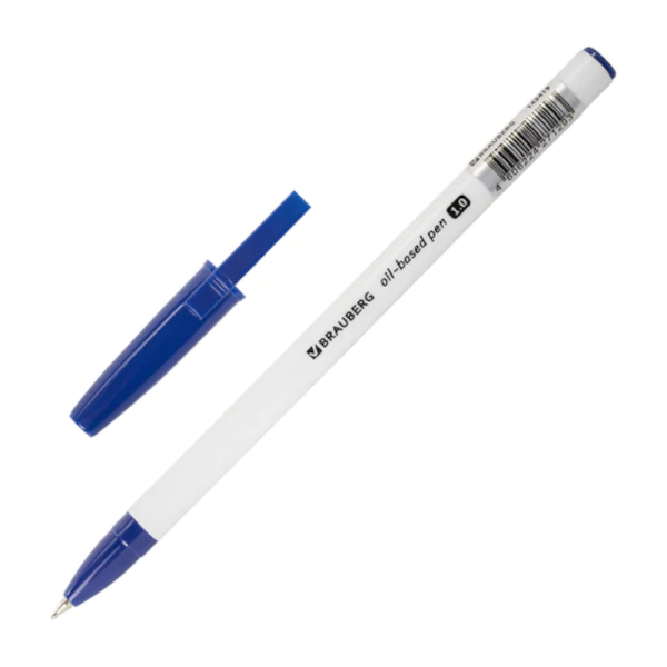 Ручка шар. масл. осн. 1,0мм, синий, белый корп. "Stick Medium" 143419 Brauberg