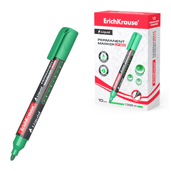 Маркер перм 2,5мм, спирт. осн., пулевид., зеленый, пластик. корп. "Tank Liquid LP-600" 56095 Erich