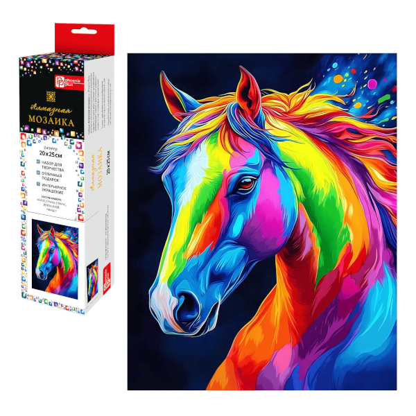 Алмазная мозаика Феникс+ 20*25см "Неоновый конь" 70787
