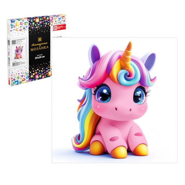 Алмазная мозаика Феникс+ 20*20см "Розовый единорог" 70831